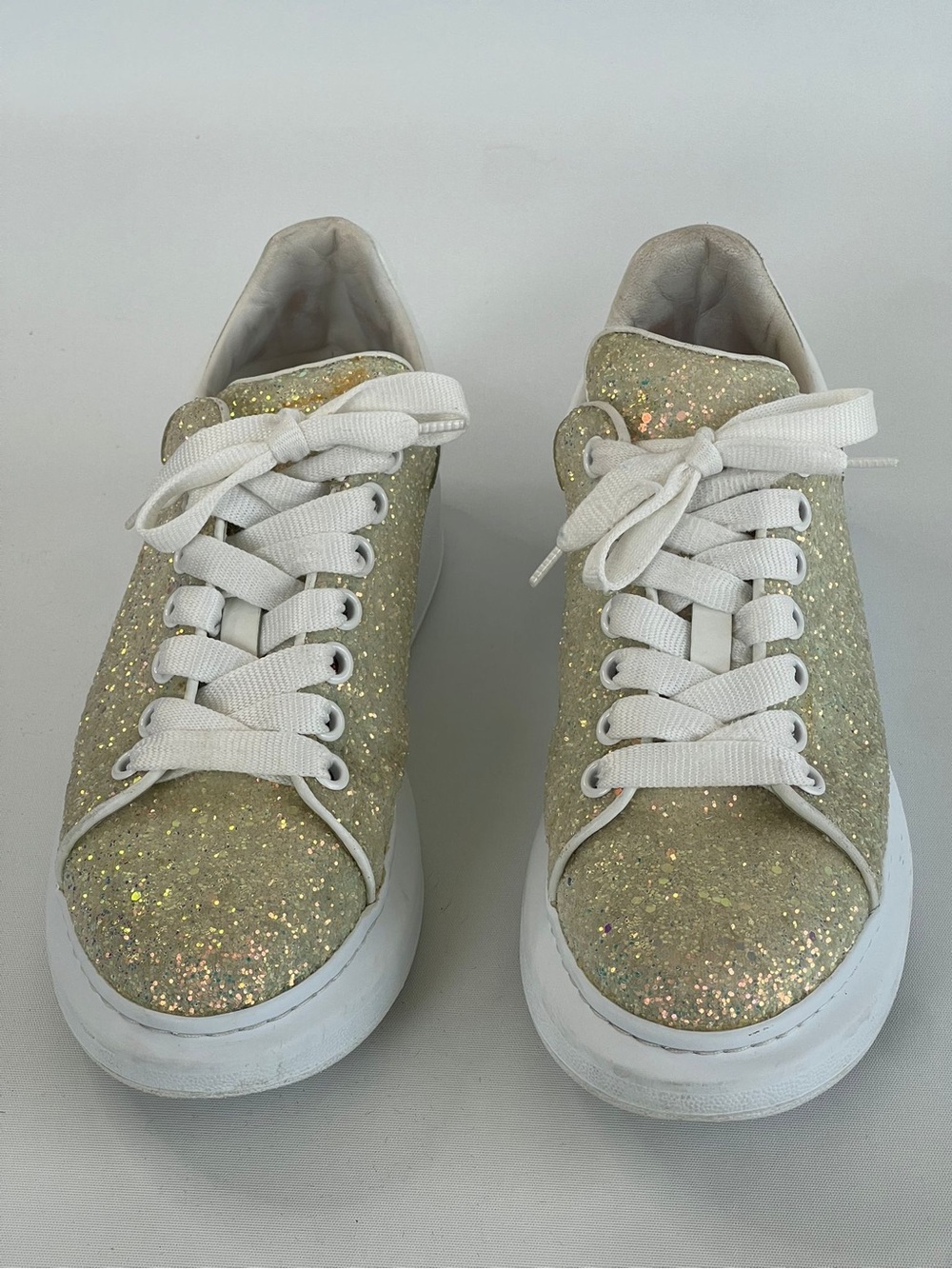 Alexander McQueen Oversized Sneaker Gold Iridescent Glitter EU 40 w Box